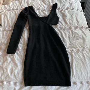 Black asymmetrical bodycon dress